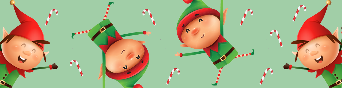 Elves and candy canes banner