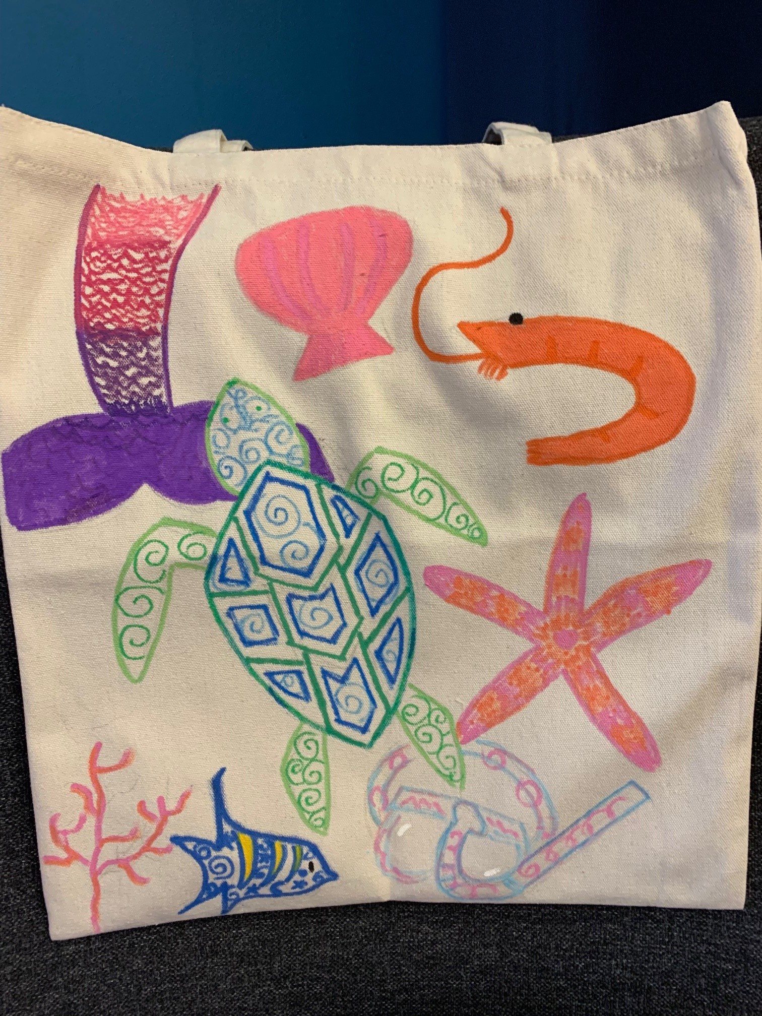 ocean creature tote bag 